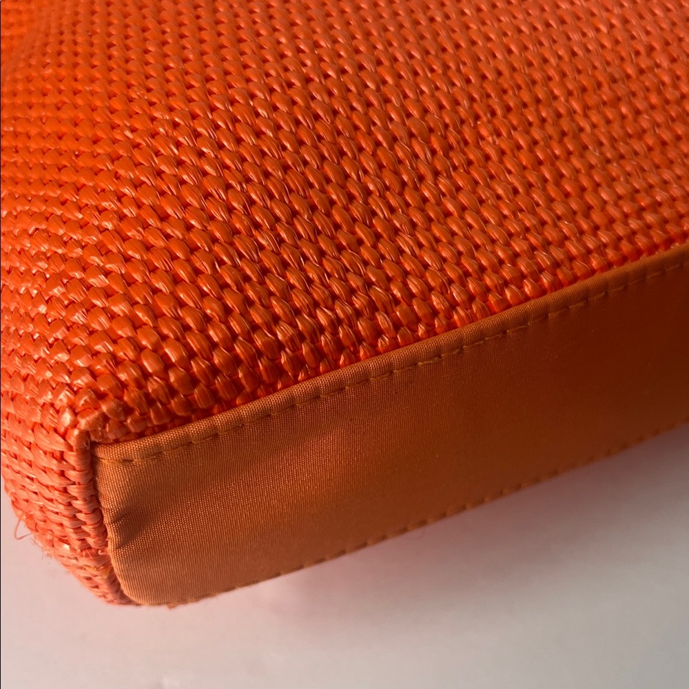 Escada Orange Woven Tote with Pink Drawstring Liner - Picture 8 of 15